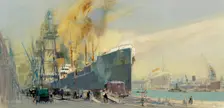 A scene in the Royal Albert Dock, London, 1929, 1929. Creator: William Walcot