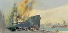 A scene in the Royal Albert Dock, London, 1929, 1929. Creator: William Walcot