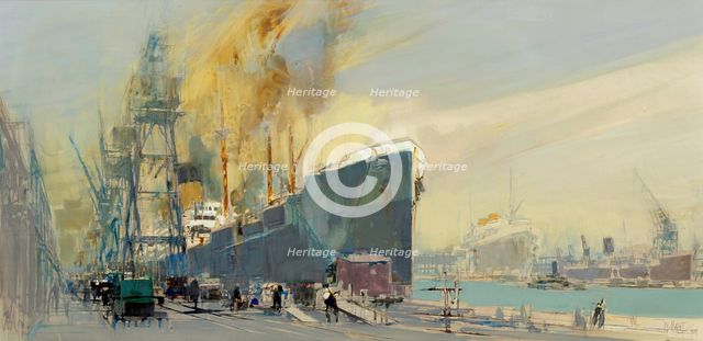 A scene in the Royal Albert Dock, London, 1929, 1929. Creator: William Walcot.