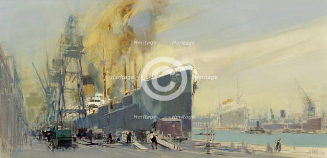 A scene in the Royal Albert Dock, London, 1929, 1929. Creator: William Walcot.