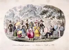 A scene in Kensington Gardens - or - fashion and frights of 1829 Artist: George Cruikshank