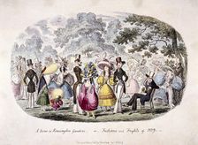A scene in Kensington Gardens - or - fashion and frights of 1829 Artist: George Cruikshank