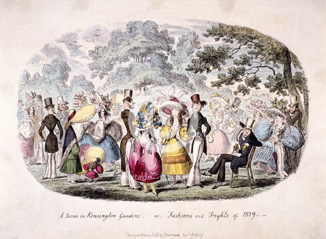 'A scene in Kensington Gardens - or - fashion and frights of 1829'. Artist: George Cruikshank