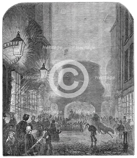 A scene near Temple Bar, during the fog, 1844. Creator: Unknown.