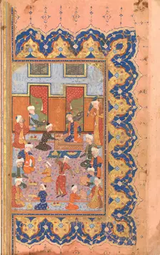 A Scene of Conviviality at Court, Folio from a Divan (Collected Works) of Mir Ali Shir Nava'i, 1580 Creator: Qasim Ali of Shiraz