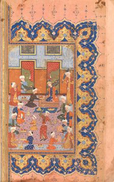 A Scene of Conviviality at Court, Folio from a Divan (Collected Works) of Mir Ali Shir Nava'i, 1580 Creator: Qasim Ali of Shiraz