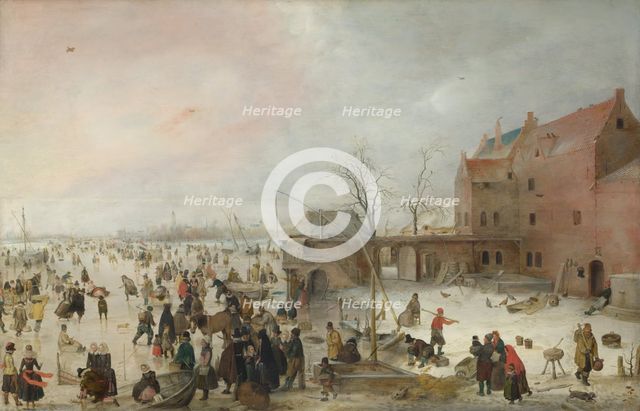 A Scene on the Ice near a Town, c. 1615. Artist: Avercamp, Hendrick (1585-1634)