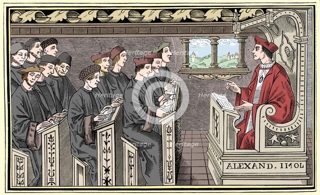 A schoolhouse, 16th century (1849).  Artist: Unknown.