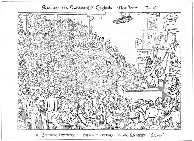 "A Scientific Institution. During ye Lecture of an Eminent 'Savan'", 1849. Creator: Richard Doyle.