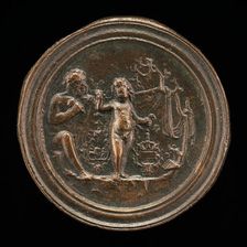 A Sculptor Carving a Statue of Cupid, late 15th - early 16th century. Creator: Moderno