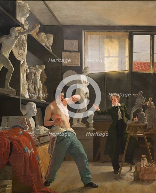 A Sculptor in his Studio Working from the Life, 1827. Creator: Wilhelm Bendz.