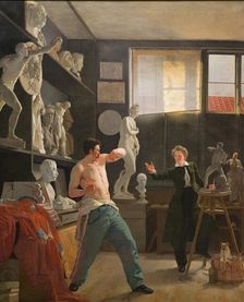 A Sculptor in his Studio Working from the Life, 1827. Creator: Wilhelm Bendz