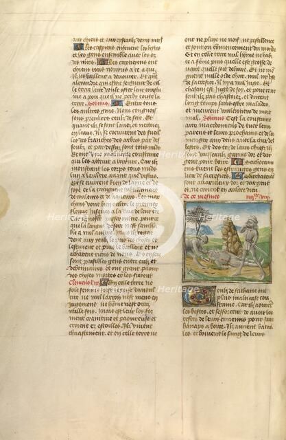 A Scythian Drinking the Blood of a Slain Enemy; Miroir Historial, about 1475. Creator: Unknown.