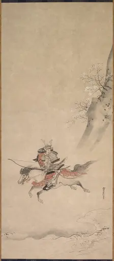 A Samurai on Horseback, 17th century. Creator: Kusumi Morikage (Japanese, c. 1620-c. 1690)