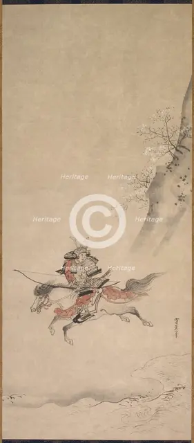 A Samurai on Horseback, 17th century. Creator: Kusumi Morikage (Japanese, c. 1620-c. 1690).