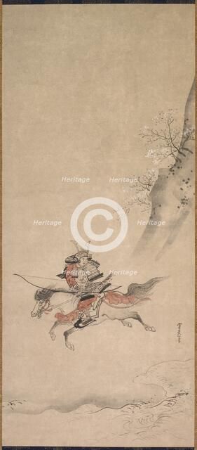 A Samurai on Horseback, 17th century. Creator: Kusumi Morikage (Japanese, c. 1620-c. 1690).