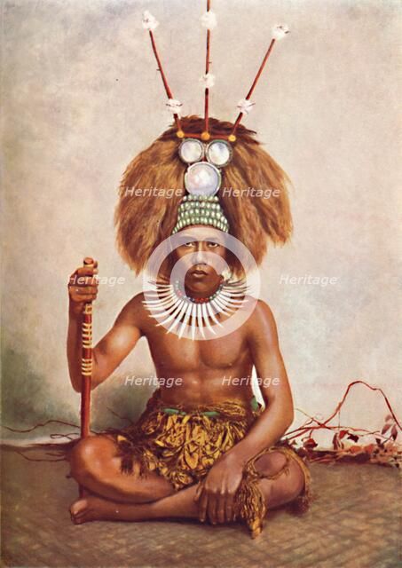 A Samoan chief in full ceremonial costume, 1902. Artist: Thomas Andrew.