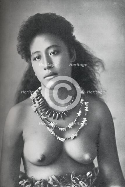 A Samoan belle, wearing necklaces of teeth and shells, 1902. Artist: Thomas Andrew.