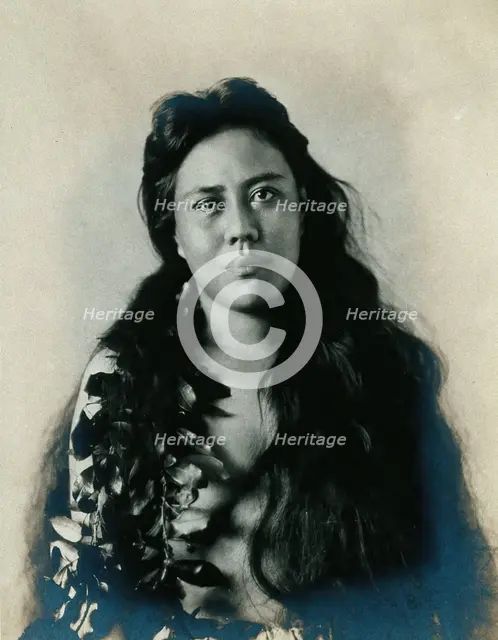 A Samoan woman with leaves in her hair, c1900. Creator: Unknown.