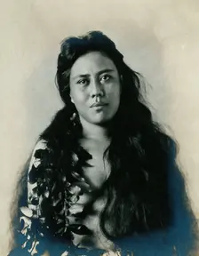 A Samoan woman with leaves in her hair, c1900. Creator: Unknown
