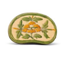 A sancai carved "peony" pillow, Between 960 and 1127. Creator: The Oriental Applied Arts