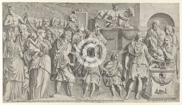 A sacrifice, copied from Trajan's column, ca. 1540-45. Creator: Leon Davent.