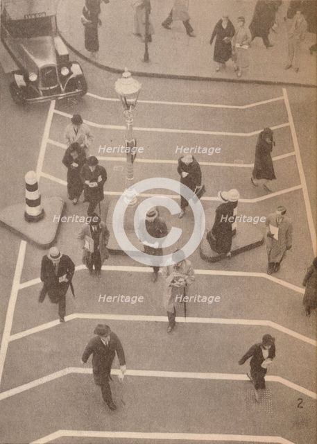 'A Safety Lane opposite Charing Cross Station', c1934, (1935). Artist: Unknown.