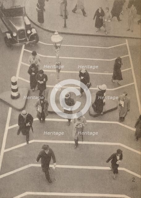 'A Safety Lane opposite Charing Cross Station', c1934, (1935). Artist: Unknown.