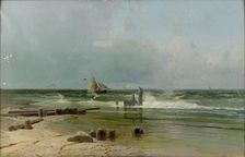 A Sailing boat by the beach, 1891. Artist: Meshchersky, Arseni Ivanovich (1834-1902)