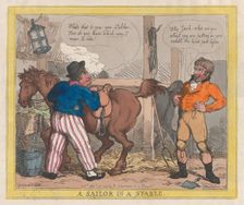 A Sailor in a Stable, November 25, 1805., November 25, 1805. Creator: Thomas Rowlandson