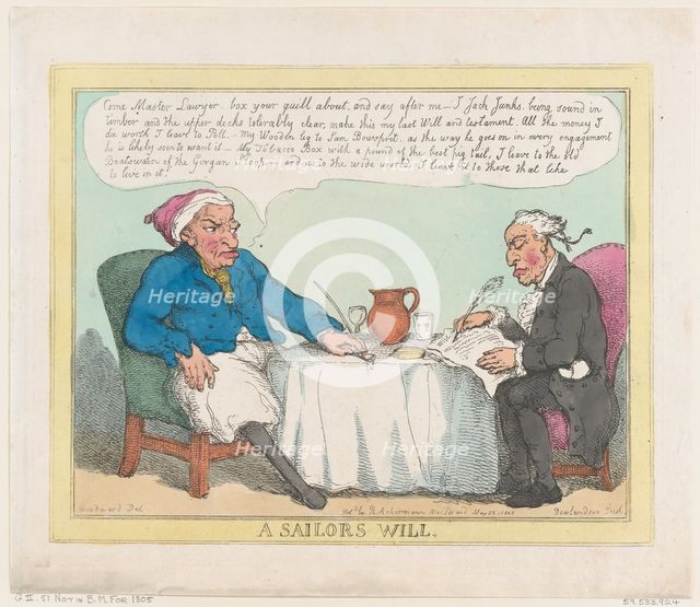 A Sailor's Will, May 25, 1805., May 25, 1805. Creator: Thomas Rowlandson.