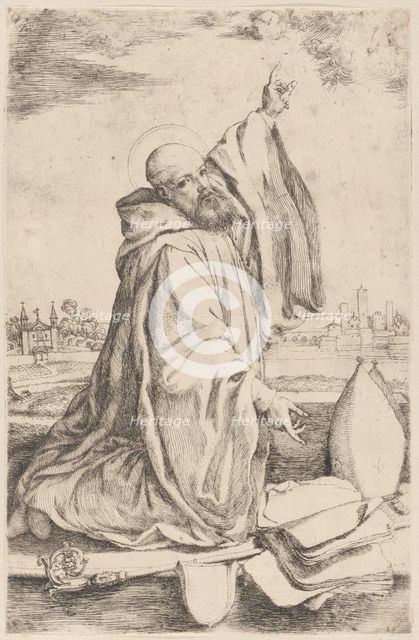A sainted bishop of the Benedictine order..., 1620-30. Creator: Giuseppe Caletti.