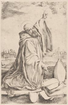 A sainted bishop of the Benedictine order..., 1620-30. Creator: Giuseppe Caletti