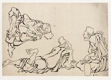 A sake bout, late 18th-early 19th century. Creator: Hokusai