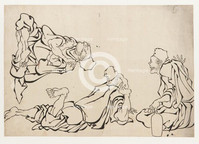 A sake bout, late 18th-early 19th century. Creator: Hokusai.