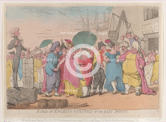 A Sale of English-Beauties in the East Indies, [May 10, 1811], reprint., [May 10, 1811], reprint. Creator: Thomas Rowlandson.
