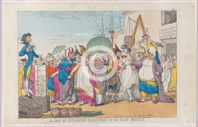 A Sale of English-Beauties in the East Indies, [May 10, 1811], reprint., [May 10, 1811], reprint. Creator: Thomas Rowlandson.