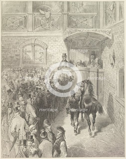 A Sale at Tattersall's, 1872.  Creator: Adolphe François Pannemaker.