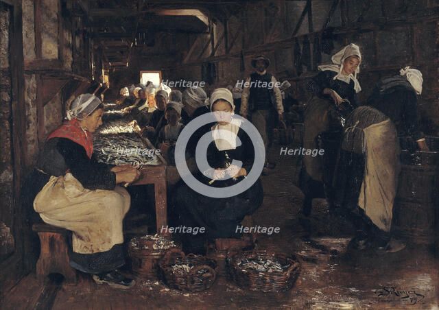 A Sardine Curing and Packing Establishment in Concarneau, 1879. Creator: Peder Severin Kroyer.