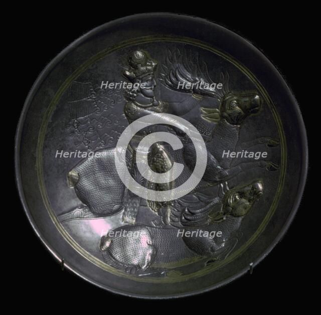 A Sassanid silver dish showing King Shapur II, 4th century. Artist: Unknown