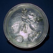 A Sassanid silver dish showing King Shapur II, 4th century