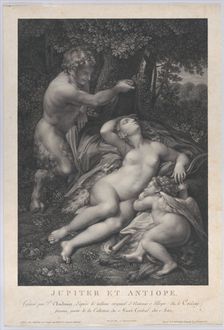 A satyr discovering the sleeping Venus, with Cupid lying at her side, 1801. Creator: Pierre Audouin