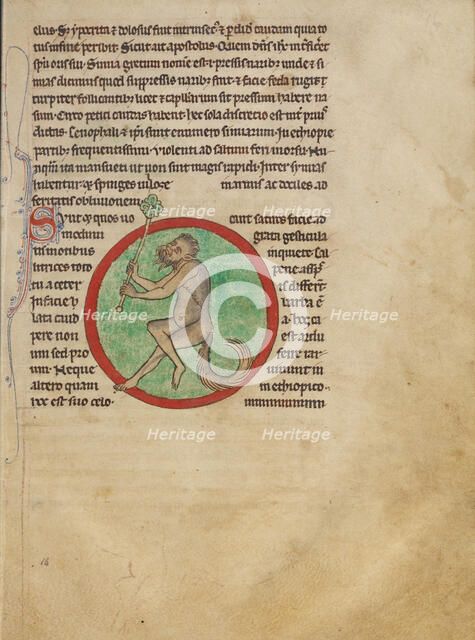 A Satyr; Northumberland Bestiary, about 1250-1260. Creator: Unknown.