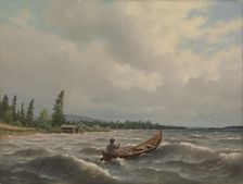 A Savo Boat on a Lake, 1879. Creator: Ferdinand von Wright