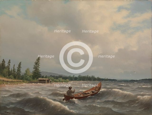 A Savo Boat on a Lake, 1879. Creator: Ferdinand von Wright.
