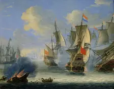 A Sea Battle late 17th or 18th century. Artist: Adam Silo