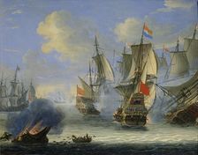 A Sea Battle late 17th or 18th century. Artist: Adam Silo