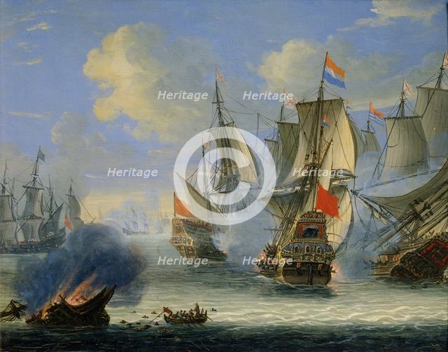 'A Sea Battle', late 17th or 18th century.  Artist: Adam Silo