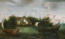 A Sea-going Vessel Sailing into an Inland Waterway, c.1614-c.1630. Creator: Anon