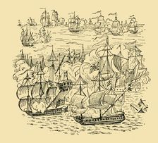 A Sea-Fight Between Admiral Blake and the Dutch c1930. Creator: Unknown